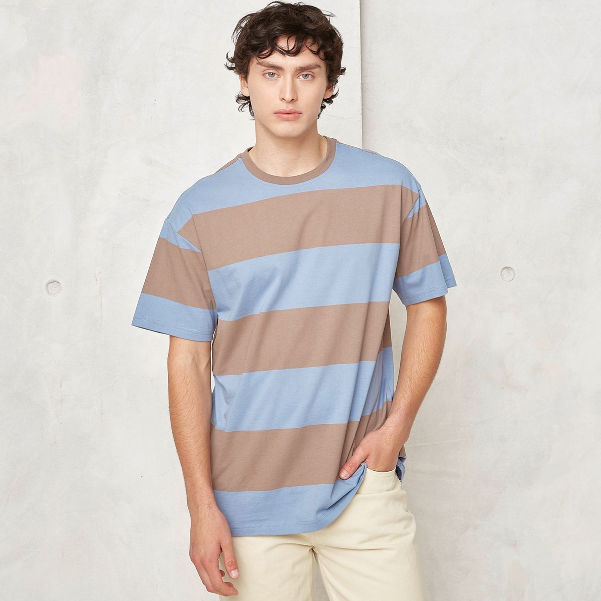 BEARCLIFF - Camiseta Hombre Manga corta de Rayas Bearcliff