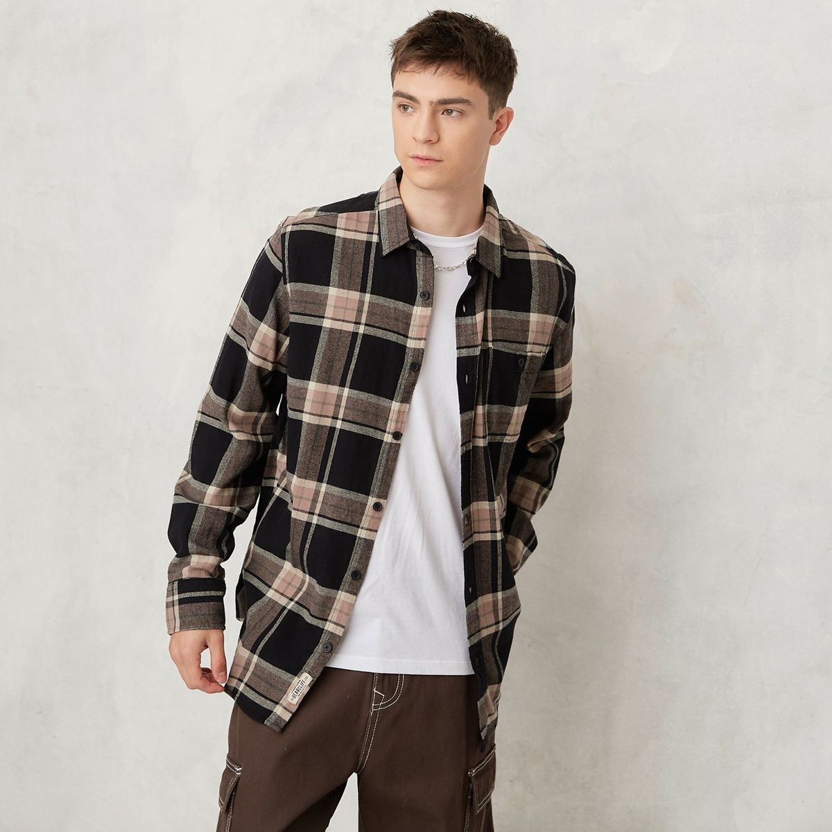 BEARCLIFF - Camisa Hombre Manga larga Recto Bearcliff