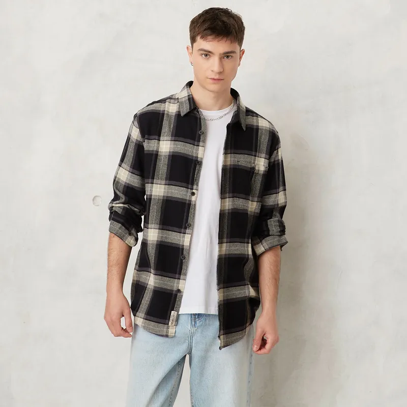 BEARCLIFF - Camisa Hombre Manga larga Recto Bearcliff