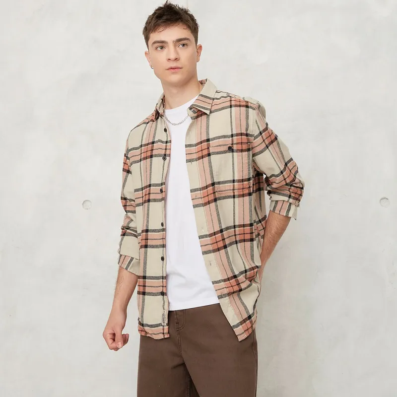 BEARCLIFF - Camisa Hombre Manga larga Recto Bearcliff