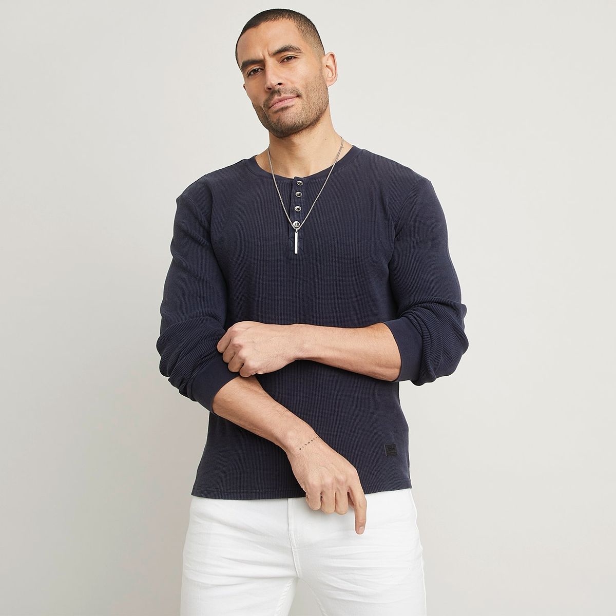 MOSSIMO - Camiseta Hombre Manga larga de Algodón Mossimo