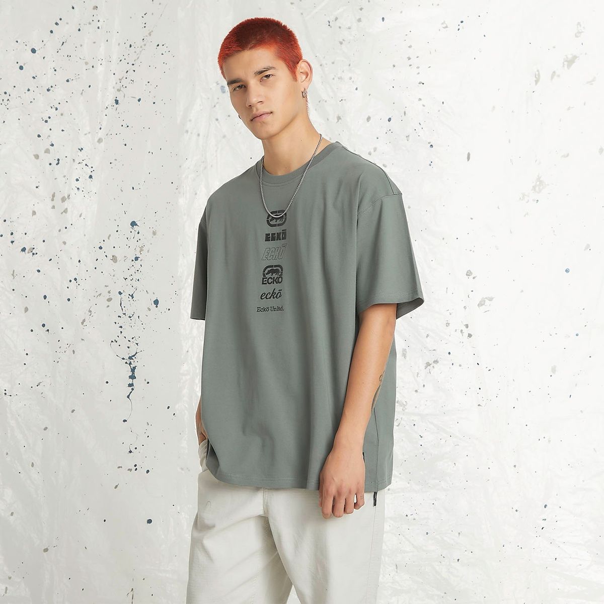 ECKO - Camiseta Hombre Manga corta con Logo de Algodón Ecko