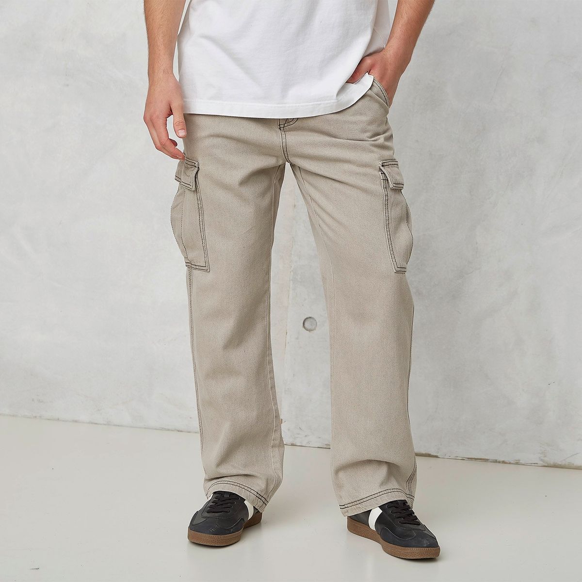 BEARCLIFF - Jean Cargo Hombre Baggy de Algodón Bearcliff