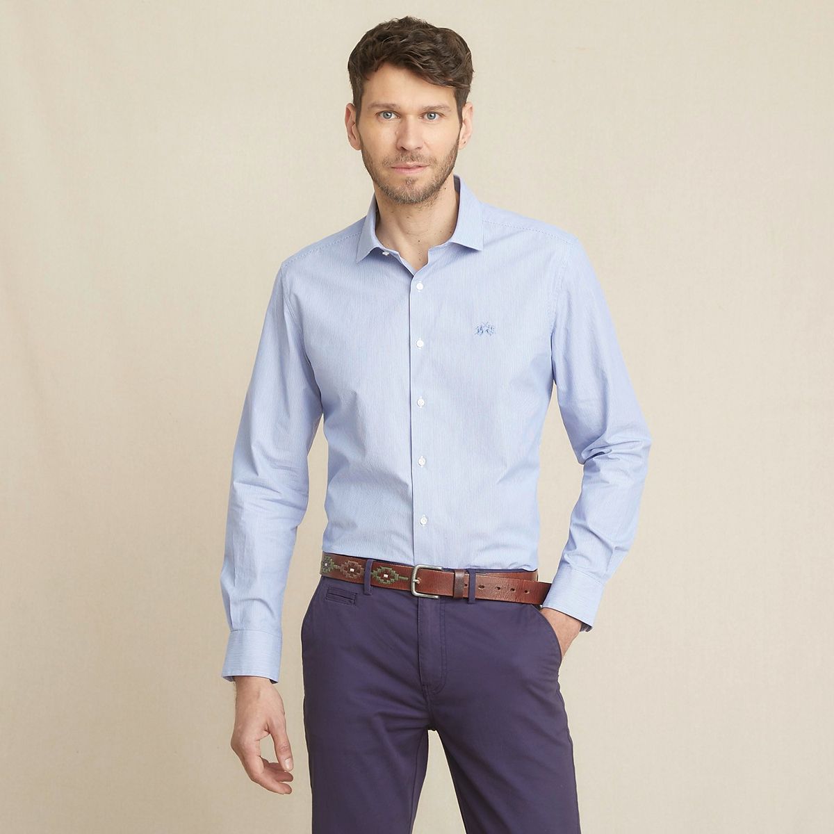LA MARTINA - Camisa Hombre de Rayas Manga larga Slim fit de Algodón La Martina