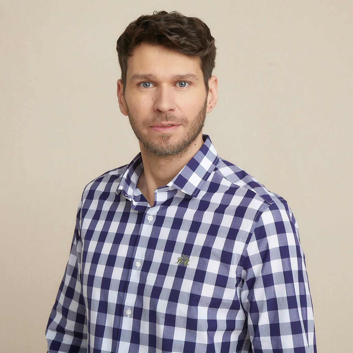 LA MARTINA - Camisa Hombre de Cuadros Manga larga Slim fit de Algodón La Martina