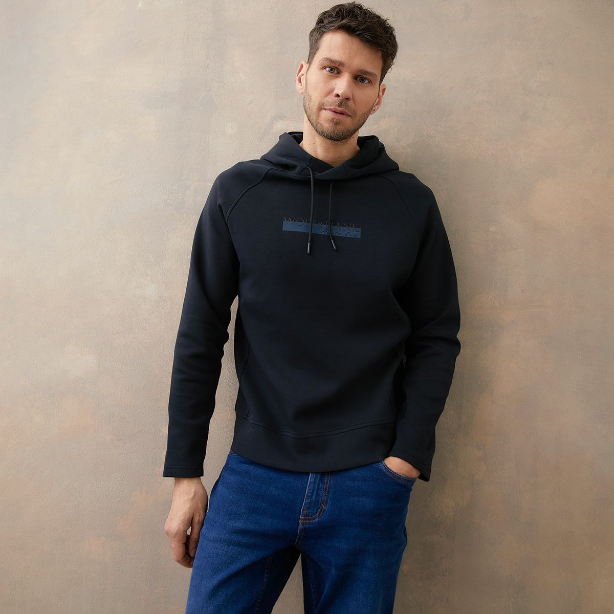 WOLF & HANK - Hoodie Hombre con Estampado de Algodón WOLF&HANK