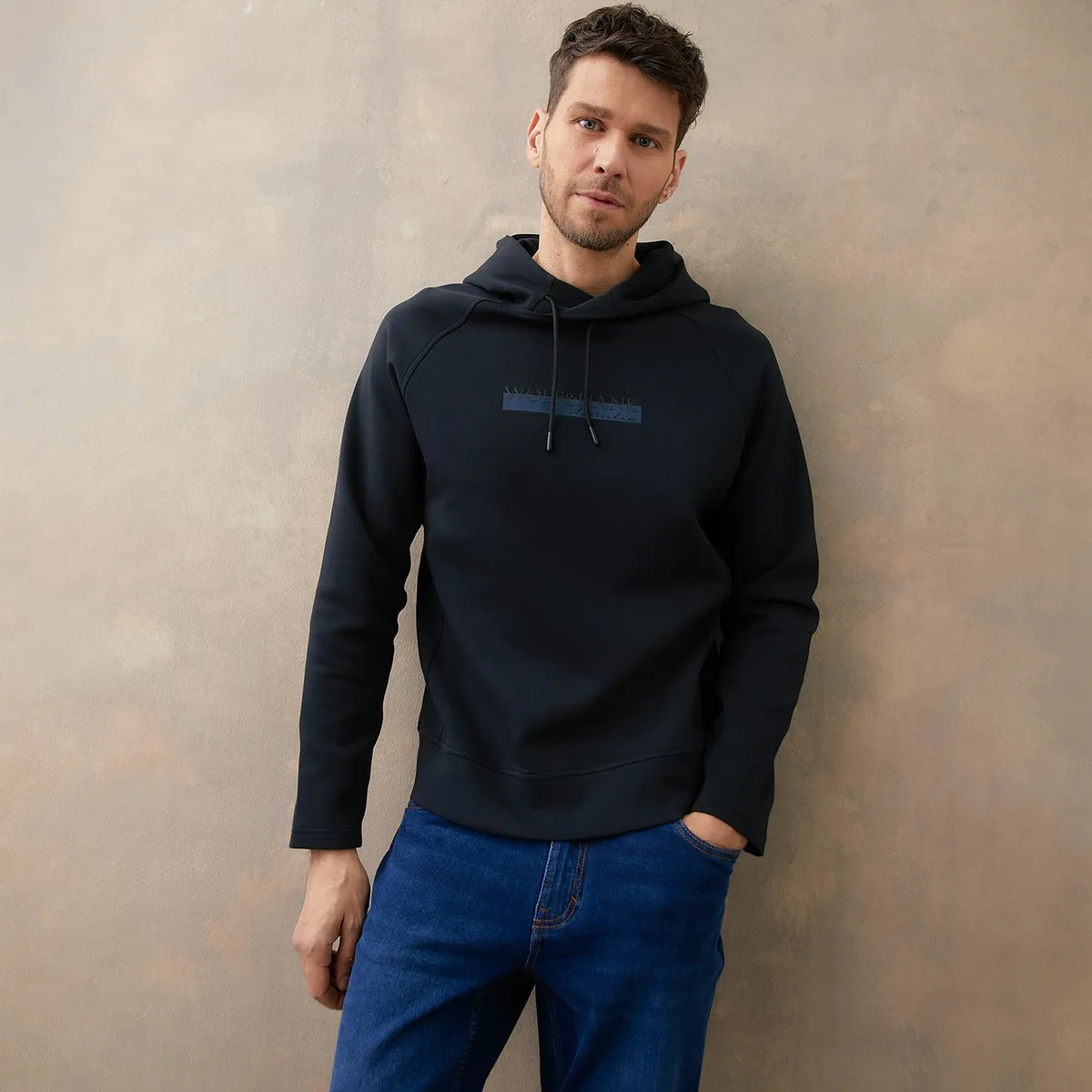 WOLF & HANK - Hoodie Hombre con Estampado de Algodón WOLF&HANK