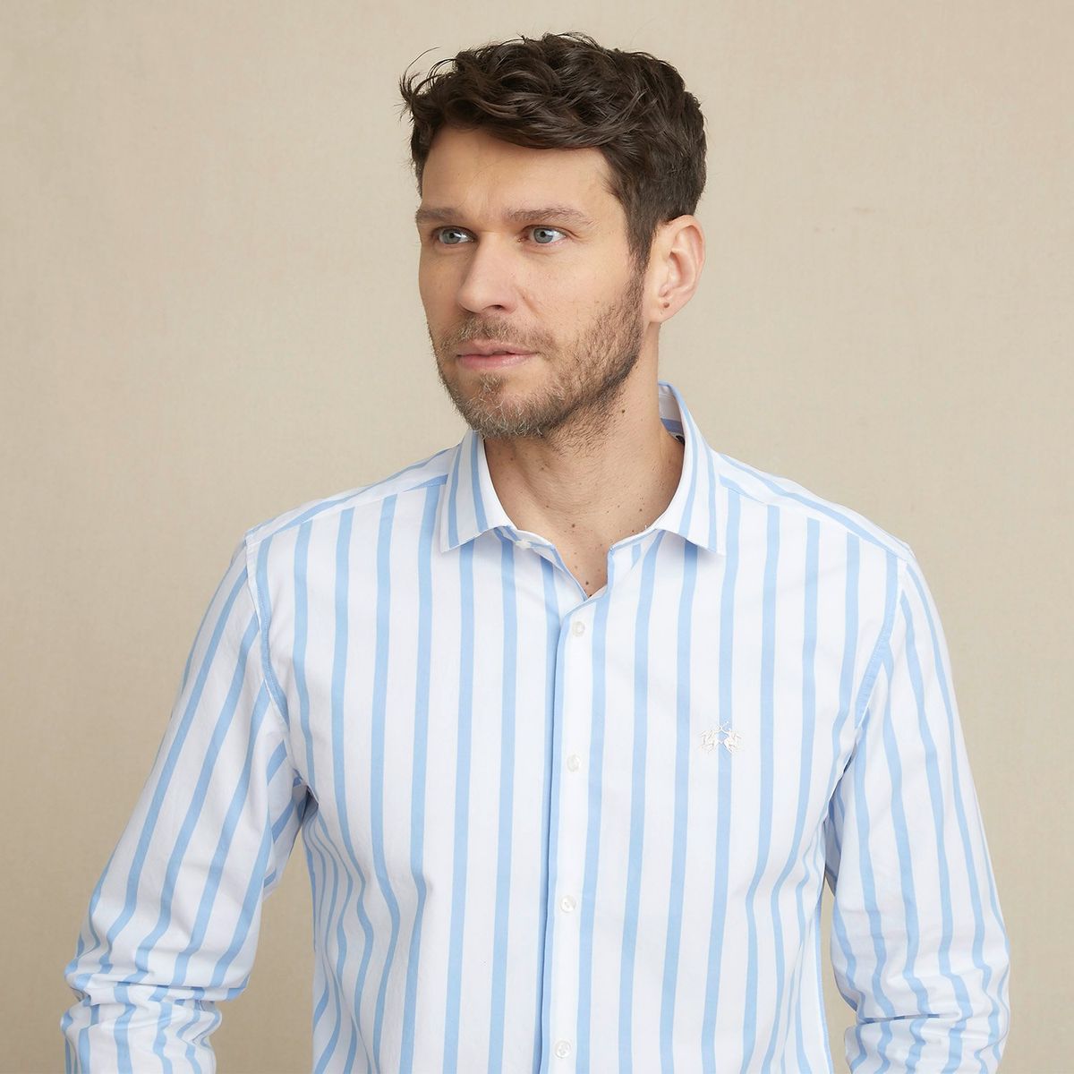 LA MARTINA - Camisa Hombre de Rayas Manga larga Slim fit de Algodón La Martina