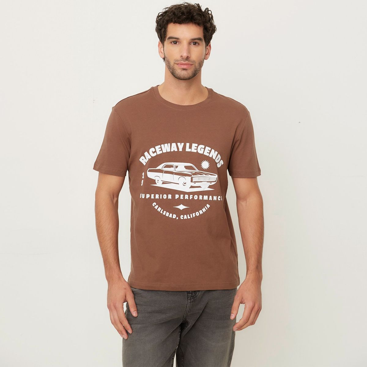 BASEMENT - Camiseta Hombre Sin mangas con Estampado Regular fit de Algodón BASEMENT