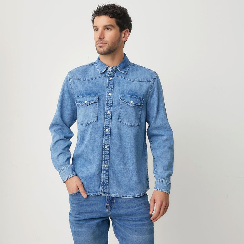 BASEMENT - Camisa Hombre Manga larga de Algodón BASEMENT 