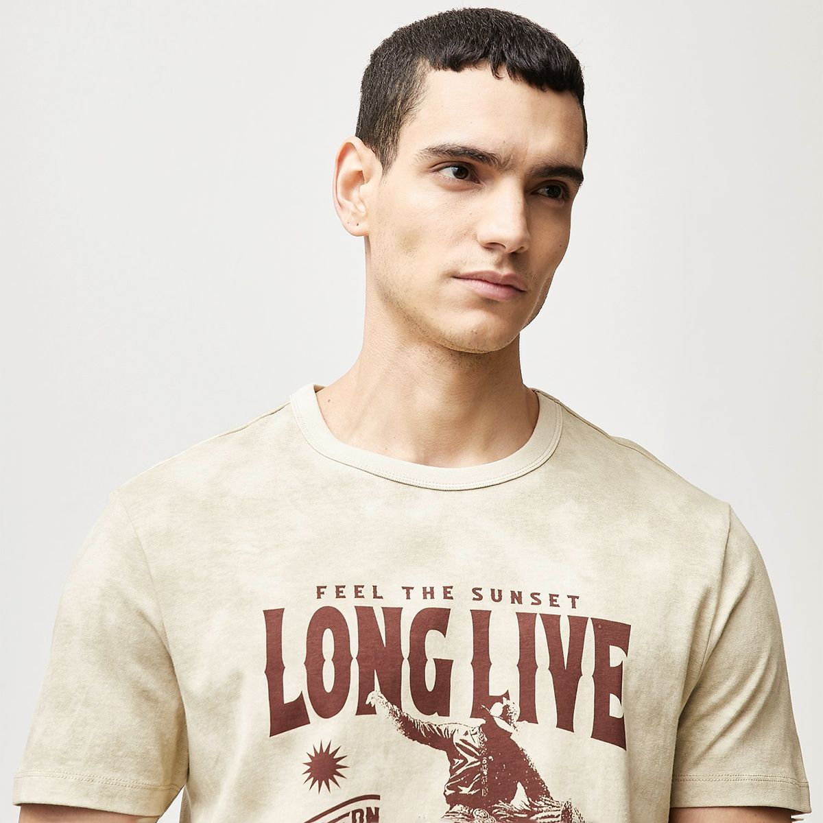 BASEMENT - Camiseta Hombre Manga corta con Estampado Regular fit de Algodón BASEMENT