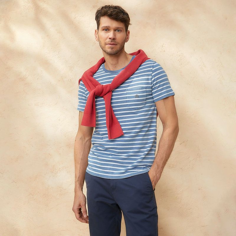 CASCAIS - Camiseta Hombre Manga corta de Rayas Regular fit de Algodón CASCAIS