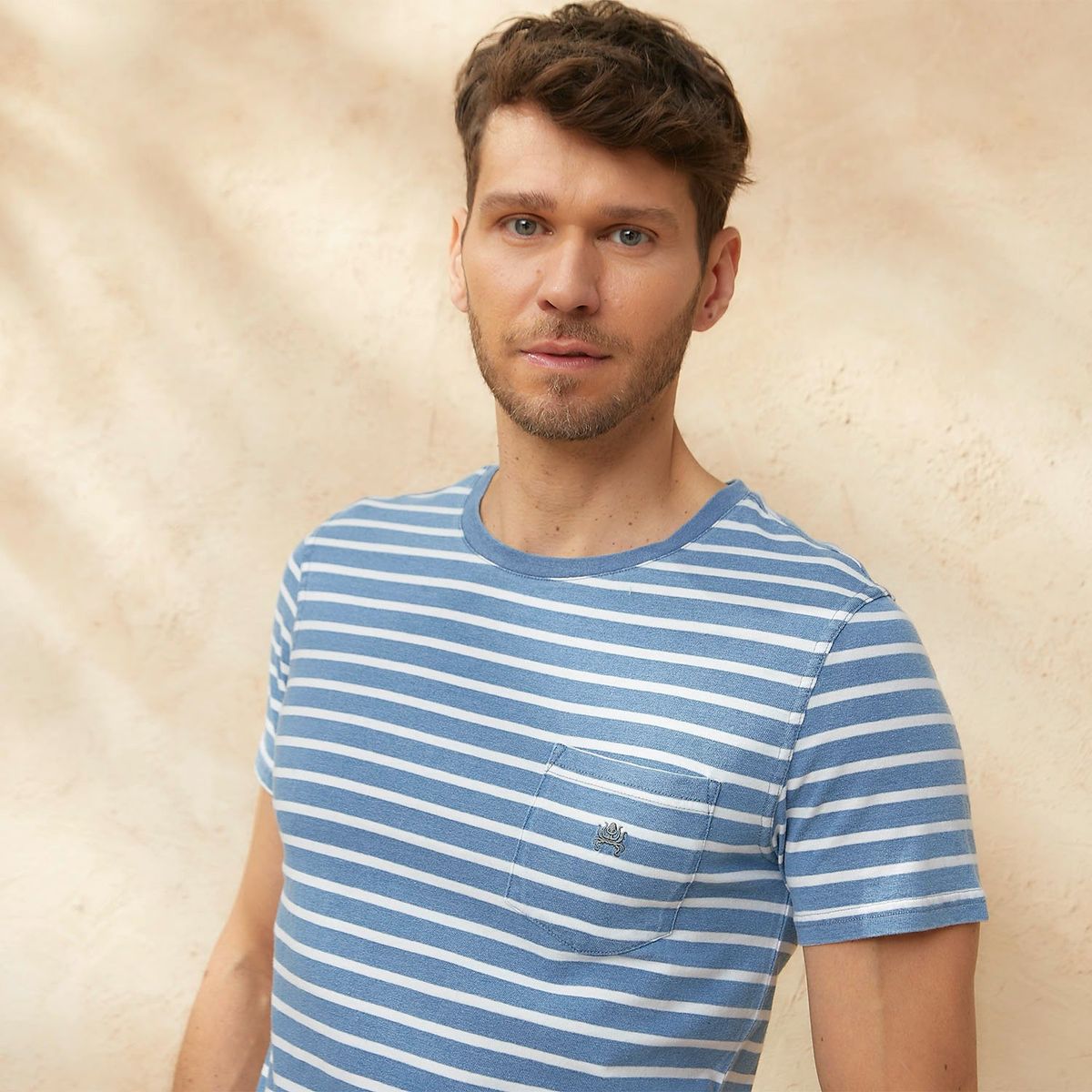 CASCAIS - Camiseta Hombre Manga corta de Rayas Regular fit de Algodón CASCAIS