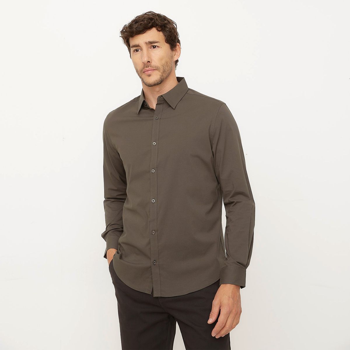 NEWPORT - Camisa Hombre Manga larga Slim de Algodón Newport