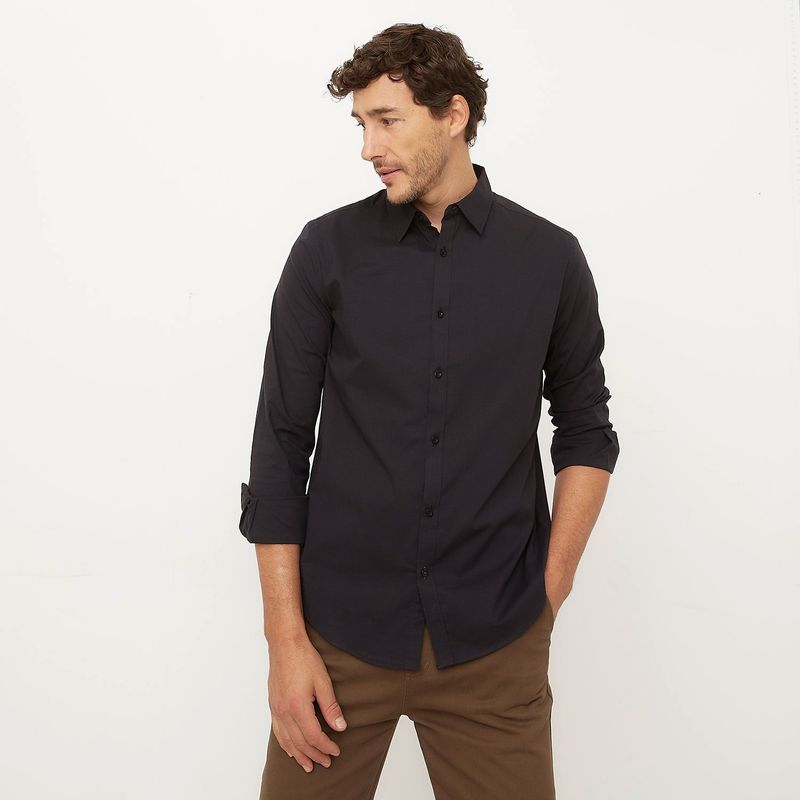 NEWPORT - Camisa Hombre Manga larga Slim de Algodón Newport