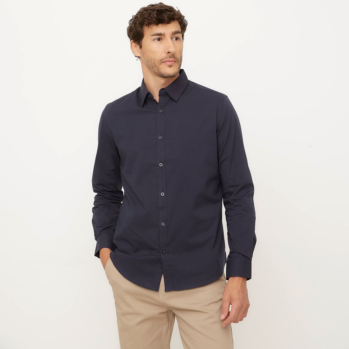 NEWPORT - Camisa Hombre Manga larga Slim de Algodón Newport