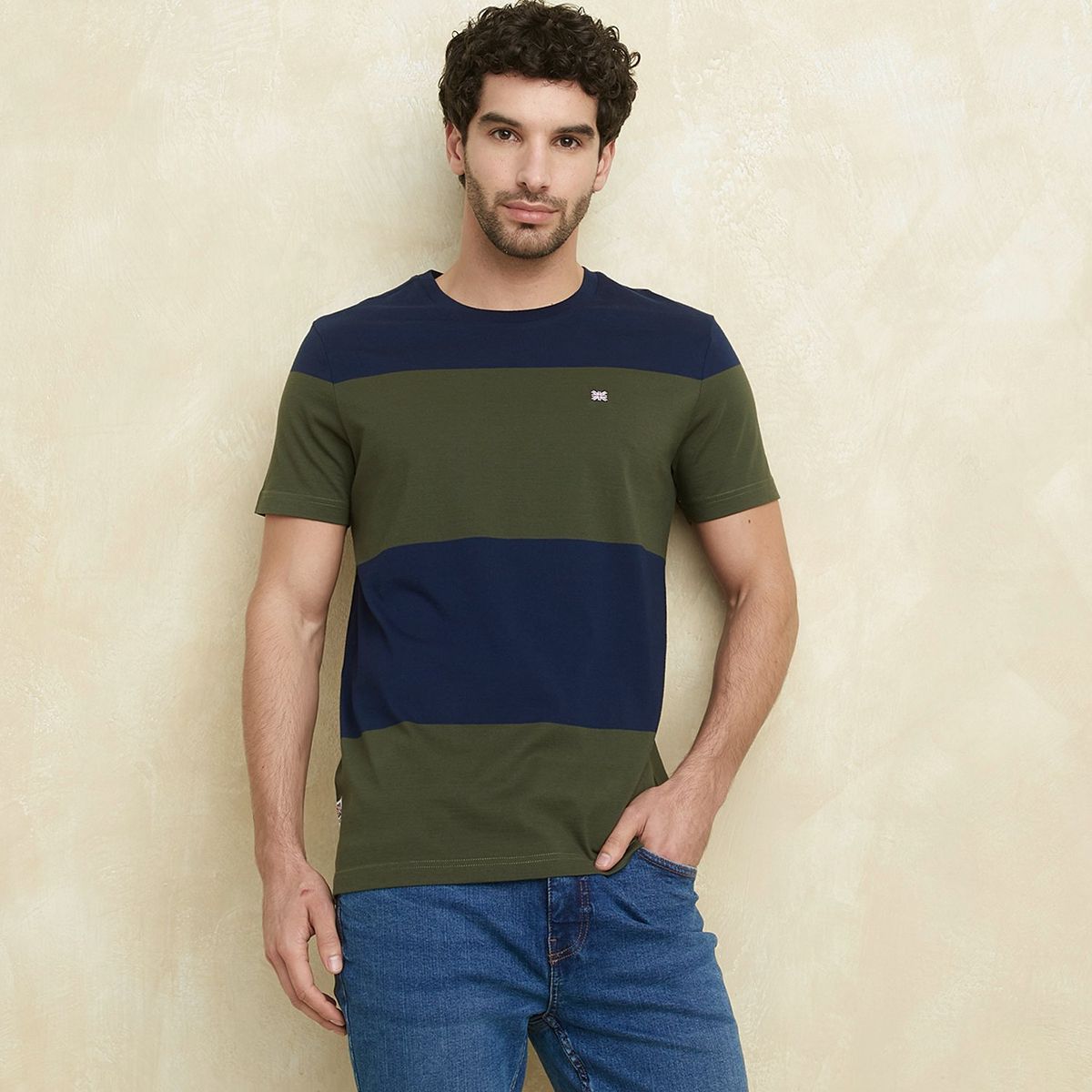 UNIVERSITY CLUB - Camiseta Hombre Manga corta de Rayas Regular fit de Algodón UNIVERSITY CLUB