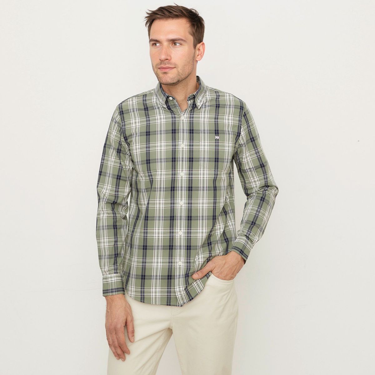 UNIVERSITY CLUB - Camisa Hombre de Cuadros Manga larga de Algodón UNIVERSITY CLUB 