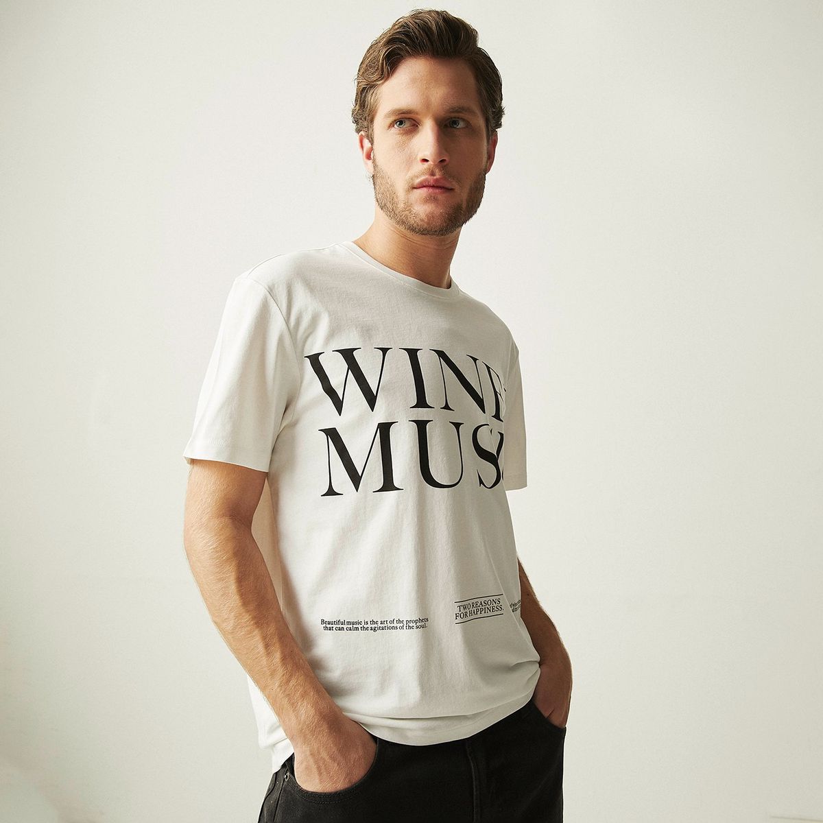 BASEMENT - Camiseta Hombre Manga corta con Estampado Regular fit de Algodón BASEMENT