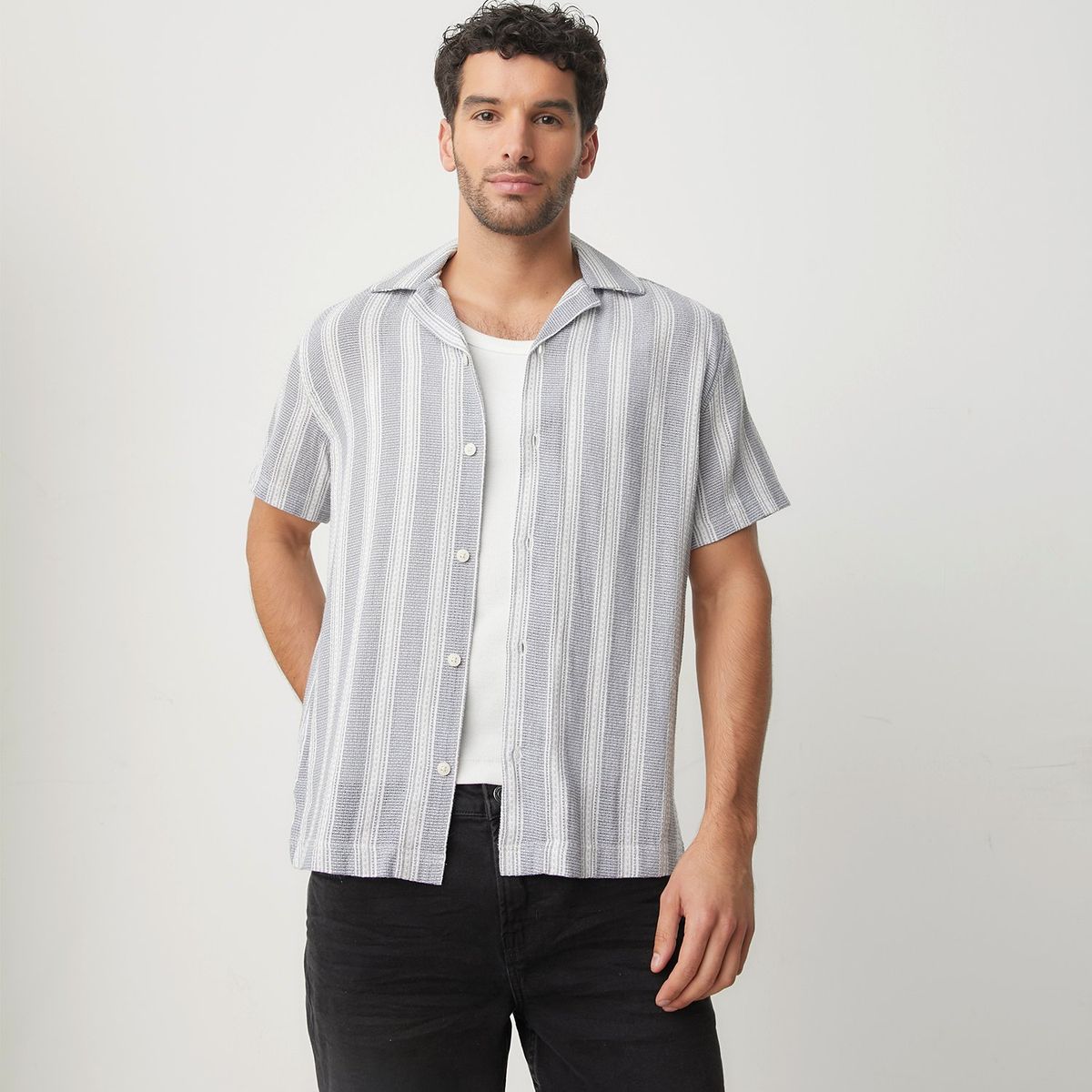 BASEMENT - Camisa Hombre Manga corta de Algodón BASEMENT 