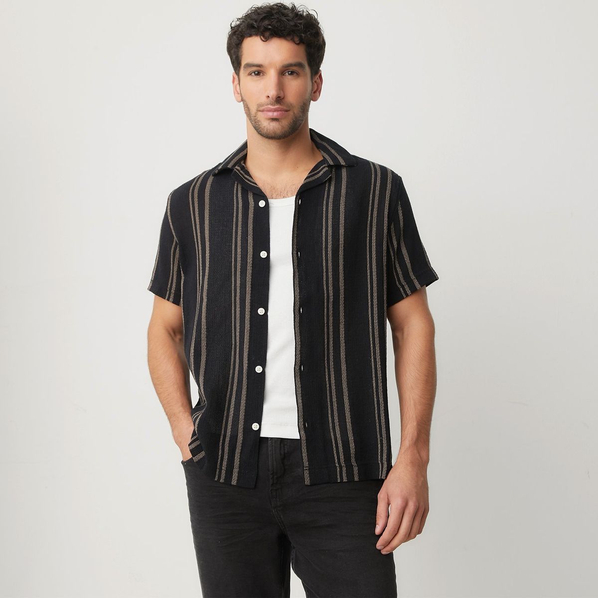 BASEMENT - Camisa Hombre Manga corta de Algodón BASEMENT 