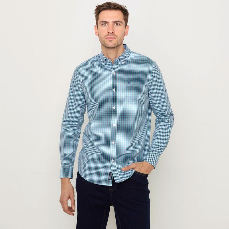 UNIVERSITY CLUB - Camisa Hombre de Cuadros Manga larga de Algodón University Club