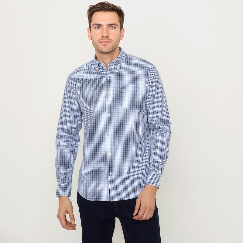 UNIVERSITY CLUB - Camisa Hombre de Cuadros Manga larga de Algodón University Club