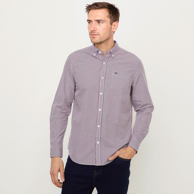 UNIVERSITY CLUB - Camisa Hombre de Cuadros Manga larga de Algodón University Club