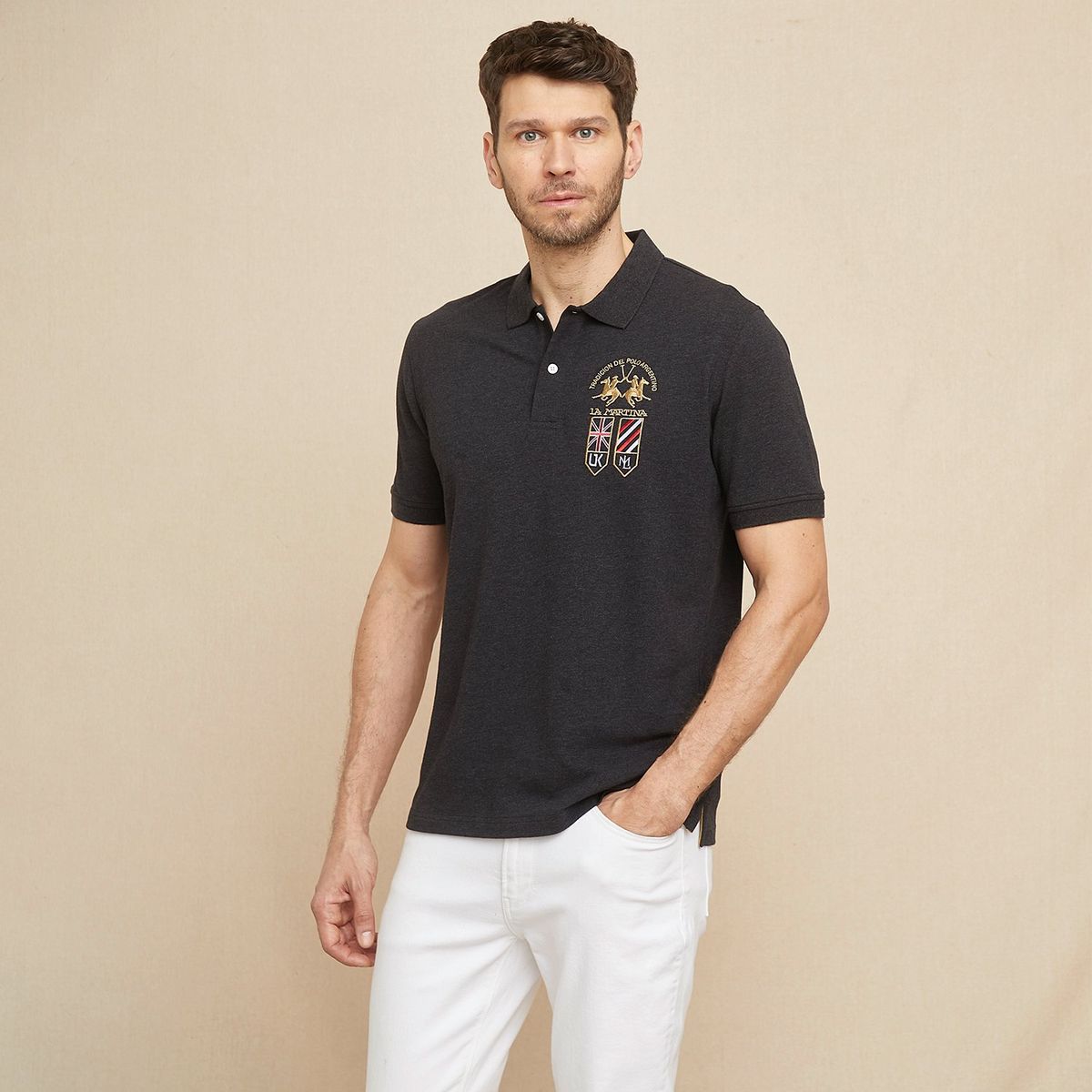 LA MARTINA - Camiseta polo Hombre con Logo de Algodón La Martina
