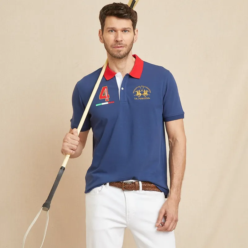 LA MARTINA - Camiseta polo Hombre con Logo de Algodón La Martina