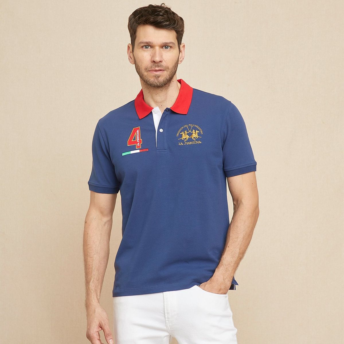 LA MARTINA - Camiseta polo Hombre con Logo de Algodón La Martina