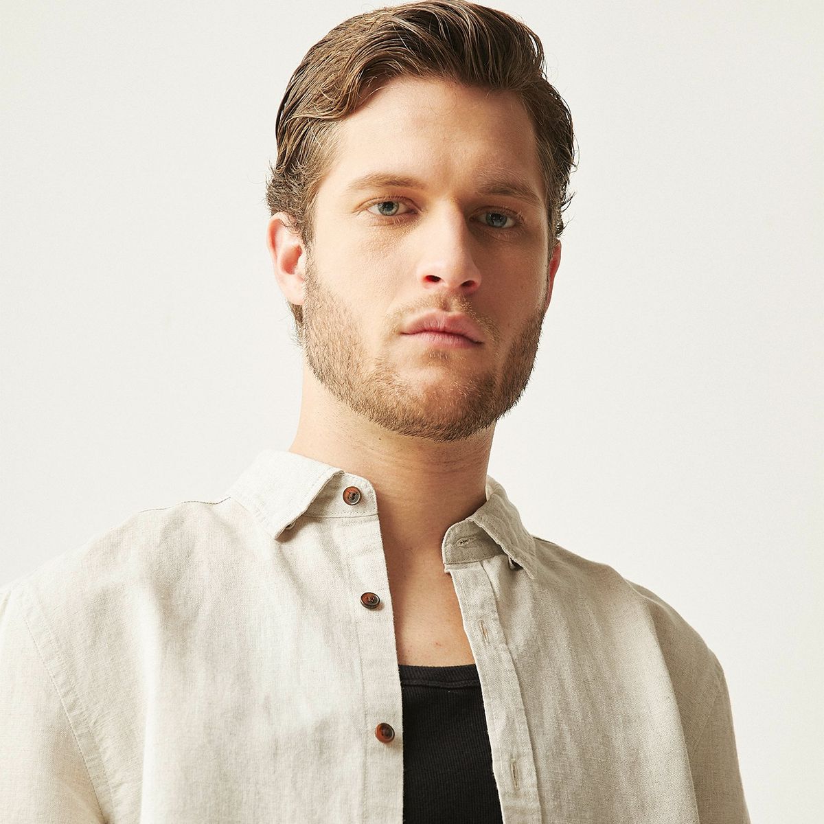 BASEMENT - Camisa Hombre Manga larga Slim de Lino BASEMENT 