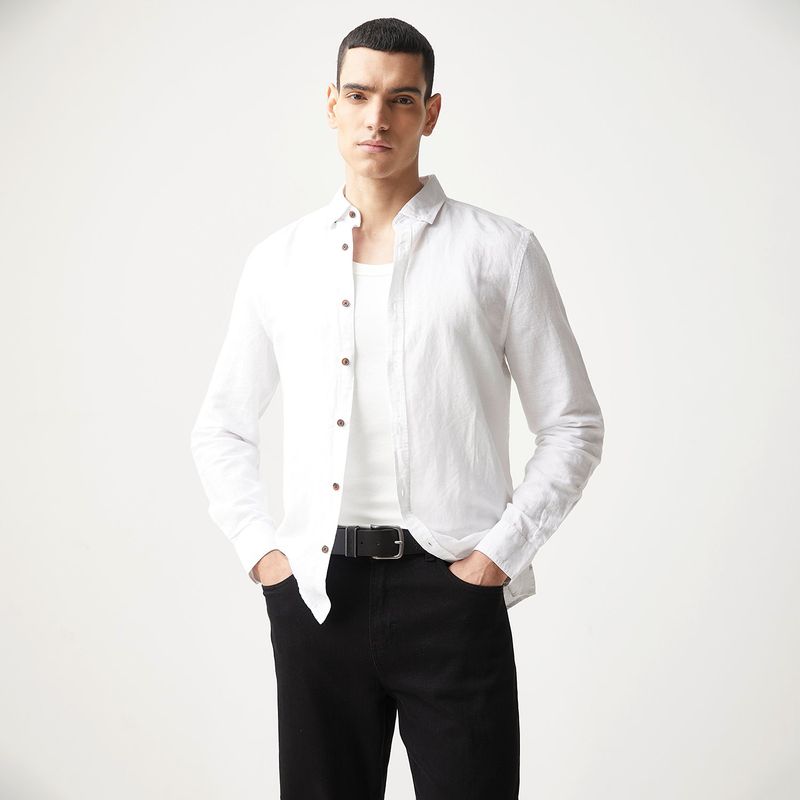 BASEMENT - Camisa Hombre Manga larga Slim de Lino BASEMENT 