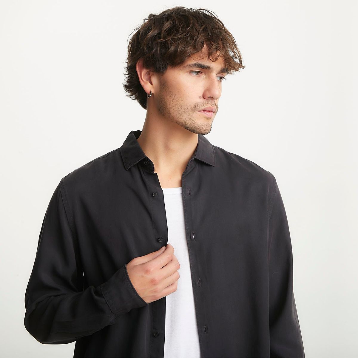 BASEMENT - Camisa Hombre Manga larga Slim de Lyocell BASEMENT 