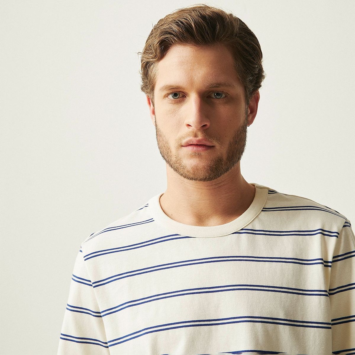 BASEMENT - Camiseta Hombre Manga corta de Rayas Regular fit de Algodón BASEMENT