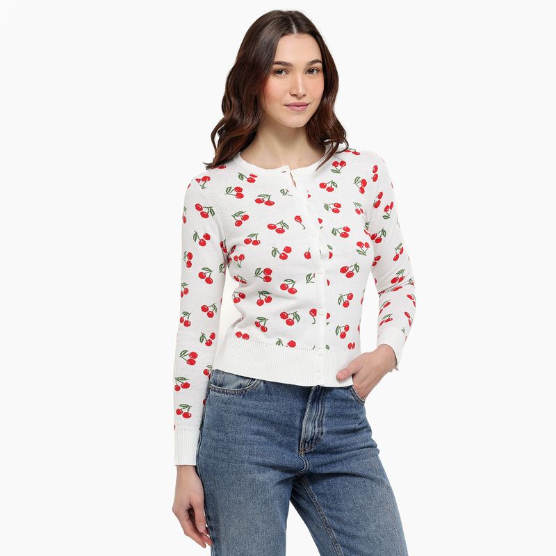 SYBILLA - Cardigan Mujer con Estampado de Algodón Sybilla
