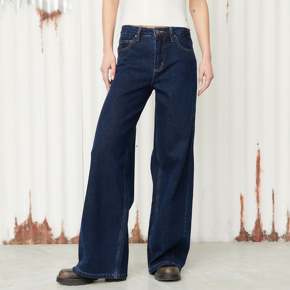 DENIMLAB - Jean Recto Mujer Tiro alto con Rotos Denimlab