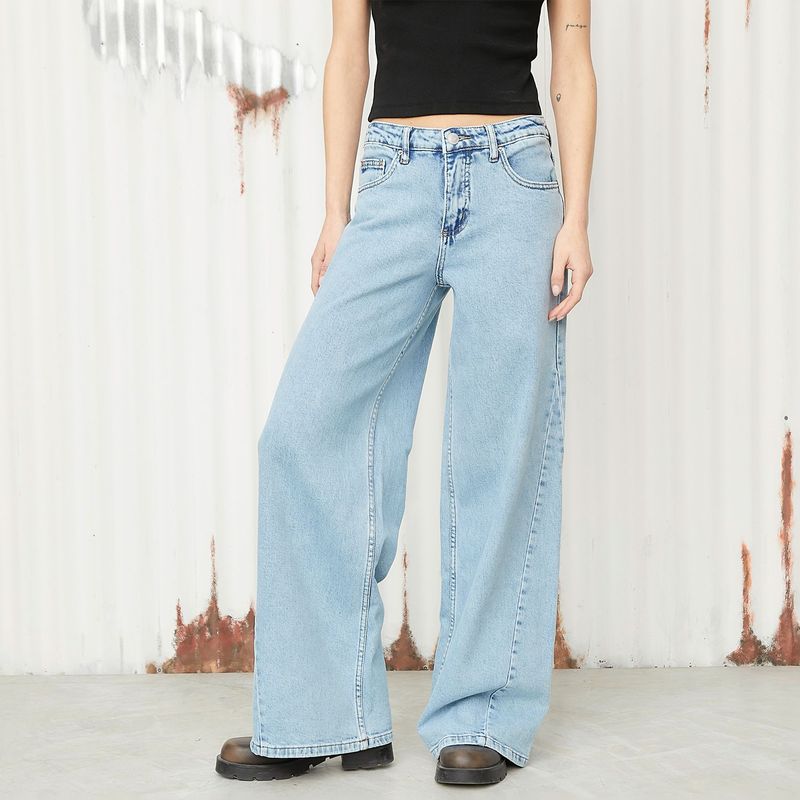DENIMLAB - Jean Recto Mujer Tiro alto con Rotos Denimlab