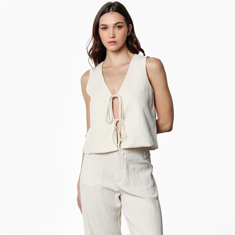 DENIMLAB - Top Mujer Anudada Sin mangas de Algodón Denimlab