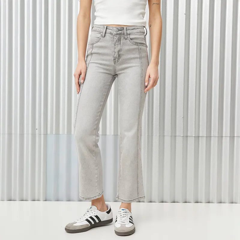 DENIMLAB - Jean Recto Mujer Tiro alto con Taches Denimlab