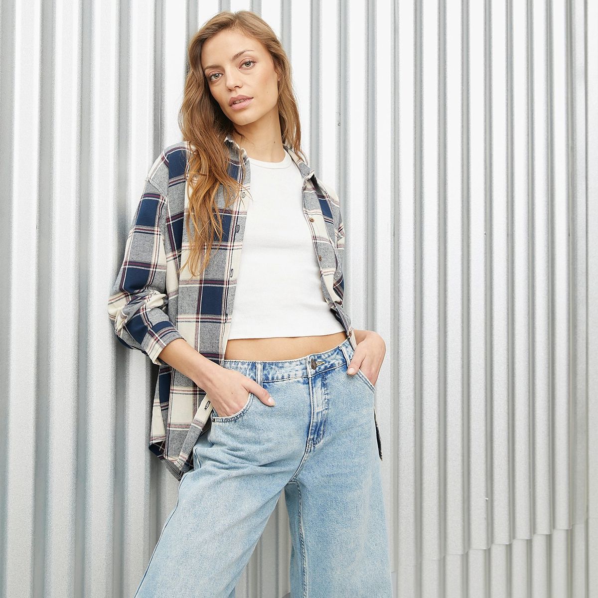 DENIMLAB - Blusa Mujer Tachas Manga larga de Algodón Denimlab