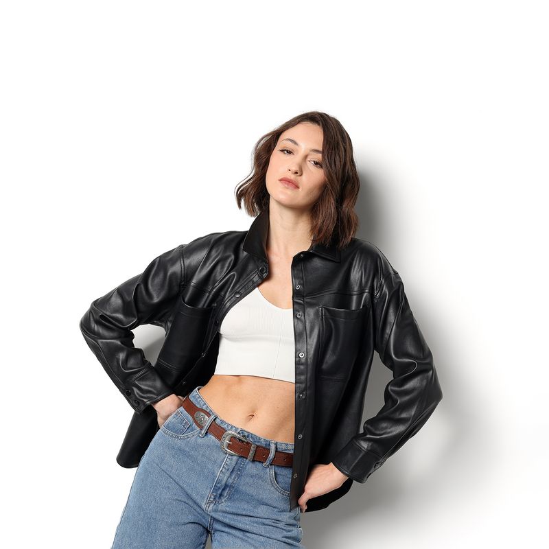DENIMLAB - Chaqueta Mujer Efecto cuero Denimlab