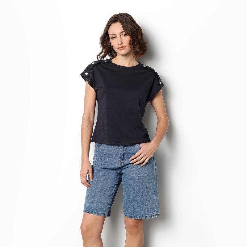 DENIMLAB - Camisa Mujer Manga corta de Algodón Denimlab
