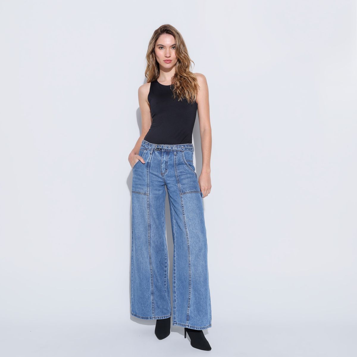 MOSSIMO - Jean Wide leg Mujer Tiro medio Mossimo