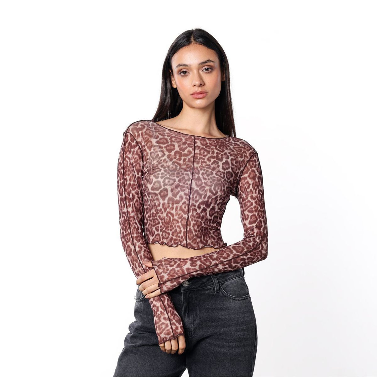 DENIMLAB - Camiseta Mujer con transparencia Manga larga Denimlab