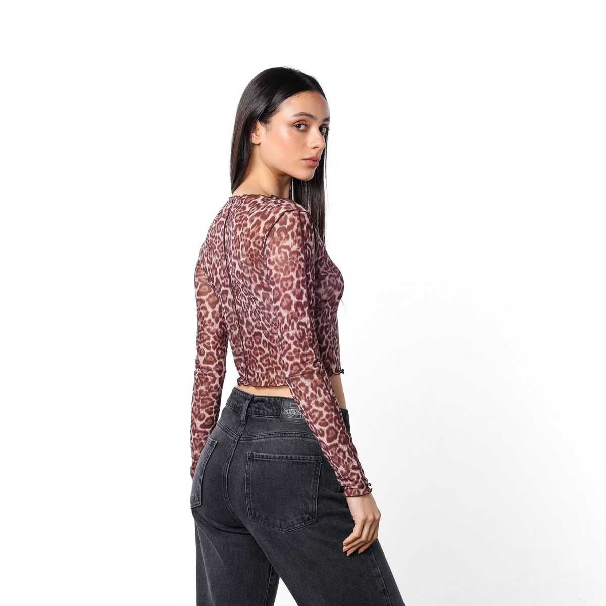 DENIMLAB - Camiseta Mujer con transparencia Manga larga Denimlab