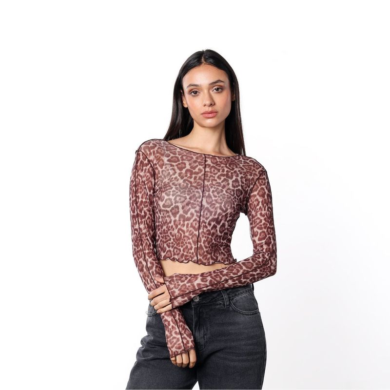 DENIMLAB - Camiseta Mujer con transparencia Manga larga Denimlab