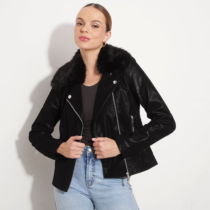 MOSSIMO - Chaqueta Mujer Efecto cuero Mossimo