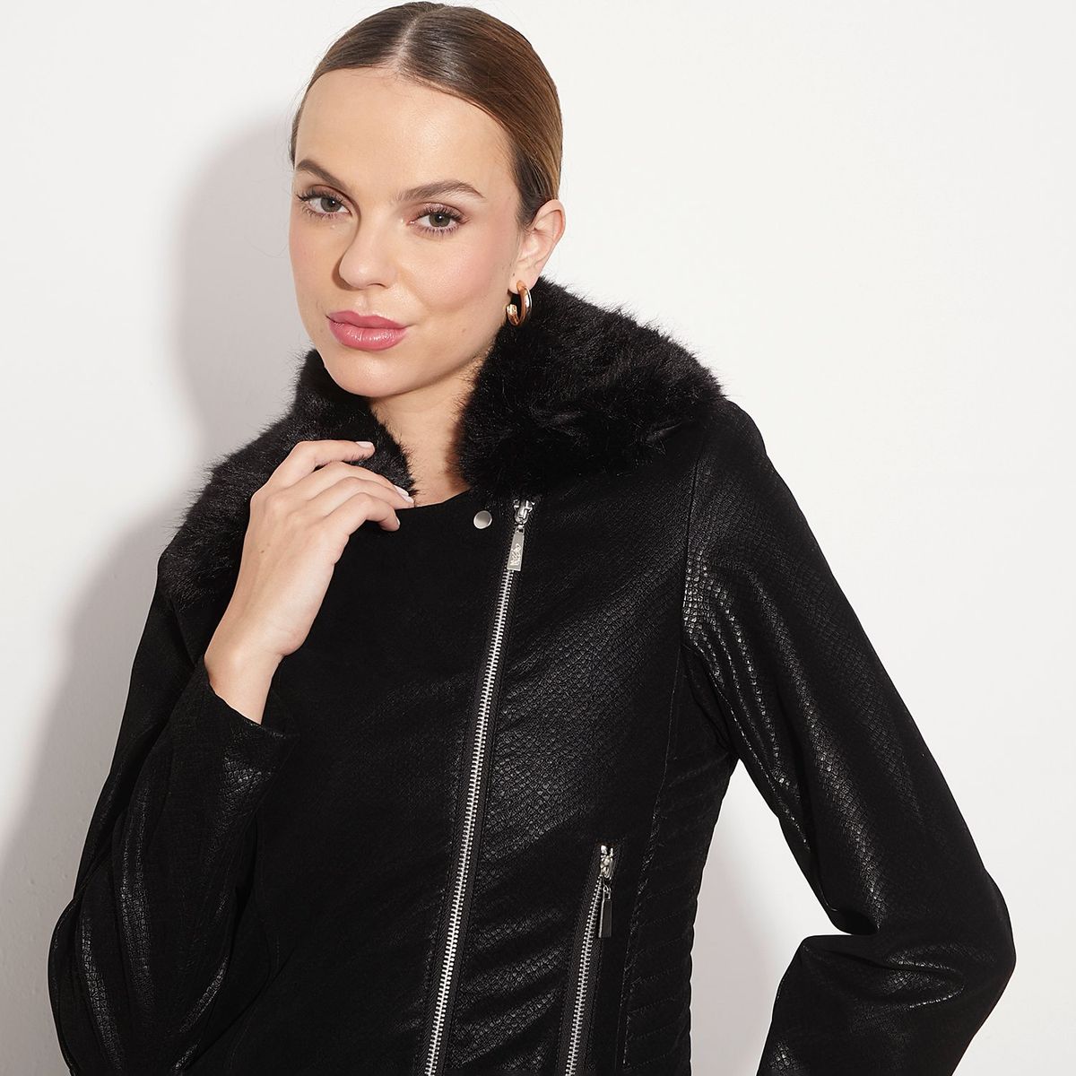 MOSSIMO - Chaqueta Mujer Efecto cuero Mossimo