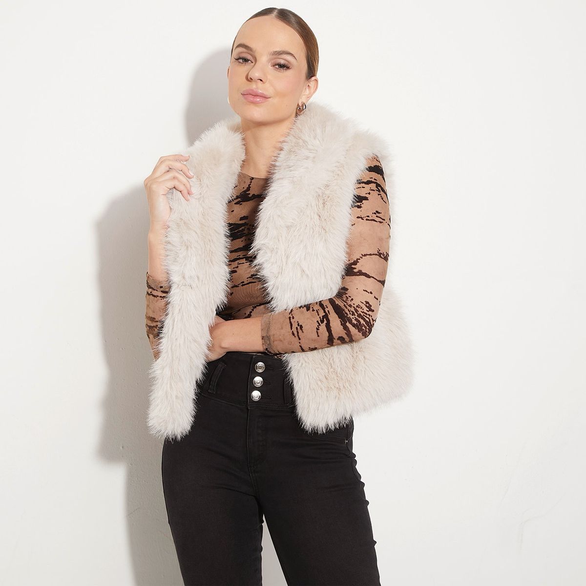 MOSSIMO - Chaleco Mujer Efecto pelo Mossimo